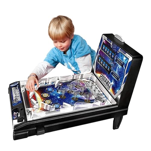 PHATM Mini Marble Arcade Machine Parent-Child Electronic Marble Game Space Super Pinball Games Retro Compact Tabletop Arcade for Small Space
