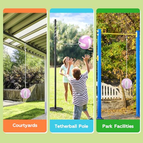 Tetherball, 2 Pcs Tether Balls and Rope Set,Replacement Tetherball with Ball Pump for Adults Backyard Outdoors - color: Pink & Purple
