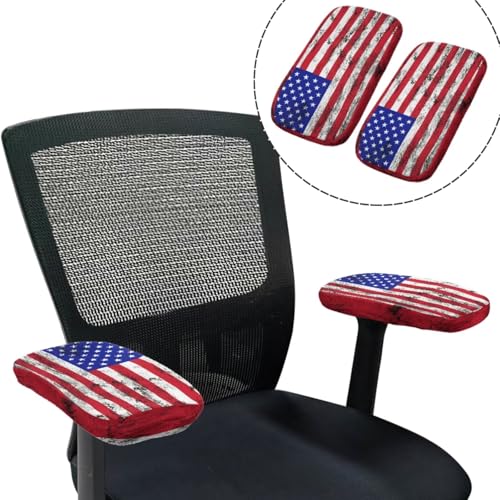 American Flag Chair Covers Stretchy Office Chair Armrest Covers 4-Pc Set Reusable Soft Patriotic Computer Cover Slipcovers for Game Room and Office Desk Chairs - color: American Flag