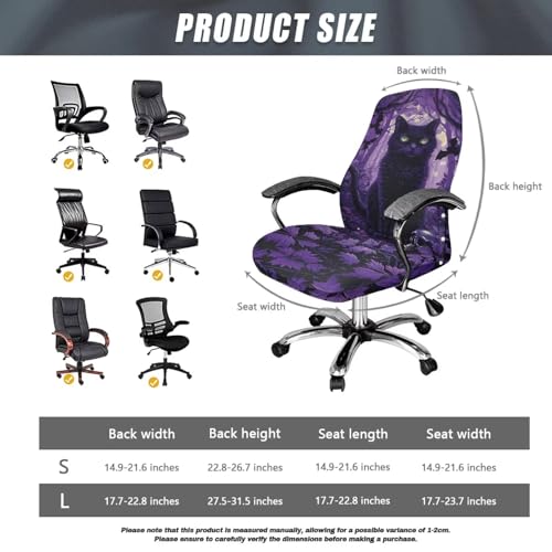 Cat Office Chair Covers, Computer Universal Protective Stretchable Chair Seat Covers Desk Armrest Covers Slipcovers Pads Office Cushion Backrest for Rotating - color: Cat, size: Small