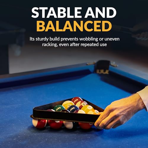 Hathaway Pool Table Triangle Rack – Durable Plastic Billiard Ball Racking Frame for 2.25-in Regulation Billiards Balls – Smooth Molded Design – 12.25-in, Black