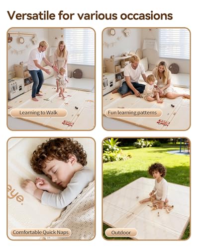 Oneye Baby Play Mat, 50 x 50 Inch Floor Mat with XPE Foam,Foldable & Reversible Baby Floor Play Mat, Perfect Baby Foam Playmat for Baby Playpen, Waterproof PlayMats for Babies,Indoor& Outdoor