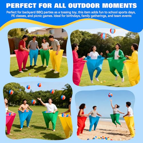 Granny Pants Yard Game Set, 4 PCS Funny Backyard Lawn Game with 16 Bouncy Balls & 2 Pumps, Outdoor Party Games for Adults, Family Reunion Carnival Game, Fun Yard Games for Groups