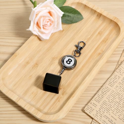 Pool Chalk Holder, Billiard Chalk Holder with Retractable Key Ring, Pool Cue Chalks Holders, Billiards Accessories for Billiard Lovers, Number 8