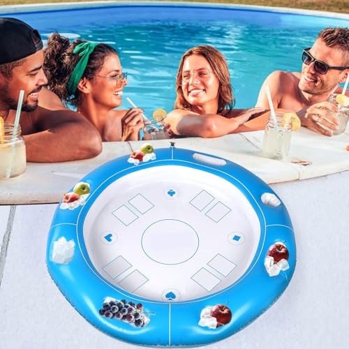 Floating Table for Pool – 100x100cm PVC Inflatable Board, Beverage Holder Tray, Game, Snack Tabletop | Perfect for Adults Kids Beach River Summer Outdoor Leisure Entertainment