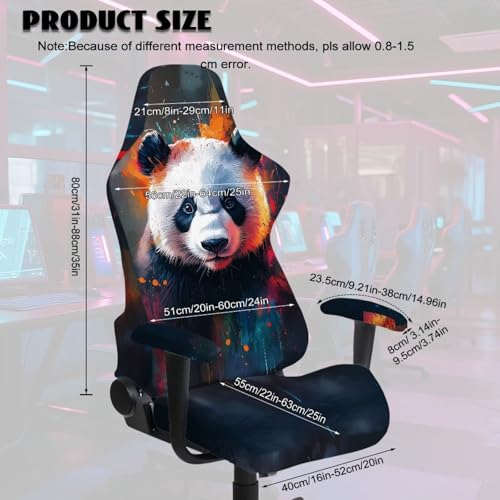 Stretchable Universal Computer Chair Cover with Armrest Covers Cool Panda Armchair Slipcovers High Back Rotating Gaming Chair Covers Protector 4PCS Package, Easy Installation - color: Cool Panda