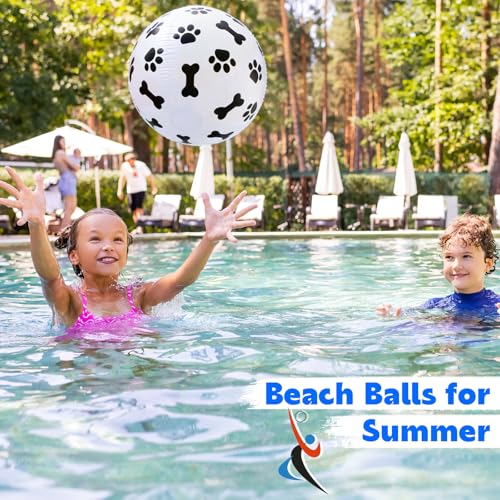 3 Pcs 12 Inch Inflatable Dog Paw Print Beach Balls for Kids Dog Pet Theme Birthday Party Favor Decorations Pool Toy PVC Beach Ball - style: Dog Paw