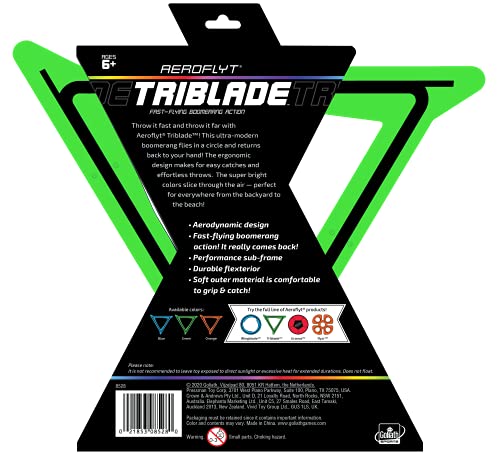 Wahu Goliath Sports Aeroflyt Triblade Green Fast Flying Boomerang Action, 8529 - color: Aeroflyt Triblade Green