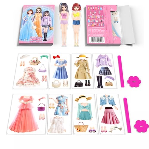 Magnetic Dress Up Dolls, Magnetic Doll Dress Up Kits Magnetic Paper Dolls Pretend Play Set for Girls Ages 4 Years and Up Kids Travel Activities Road Trip Car Ride Interactive Learning Imagine Gift - style: L Set