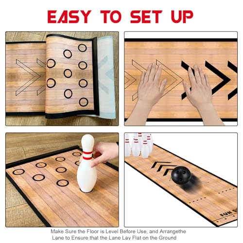 Mini Bowling Set Indoor Outdoor Indoor Bowling Set with Guide Arrow Mat Gold and Silver Medal Backpack Dispensing Suitable for Family Friends Family Party Entertainment - style: Cassic