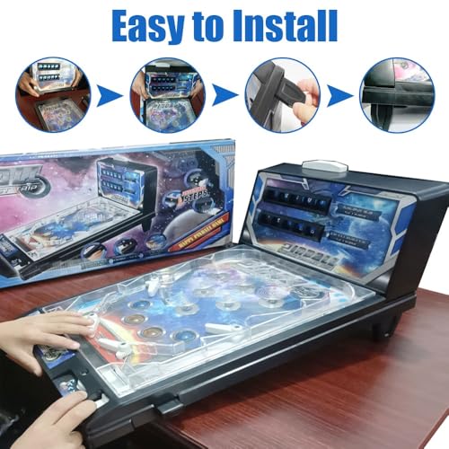 Retro Electronic Tabletop Pinball Game Machine with Lights Sounds and Scoreboard Portable Pinball Machine Mini Desktop Ball Shooting Toy