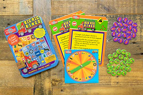 TS Shure by Bendon Big Rig Trucks Bingo Games Mini Magnetic Activity Tin with Spinner and Foam Magnet Sheet 50523 - style: Big Rig Trucks Bingo Tin