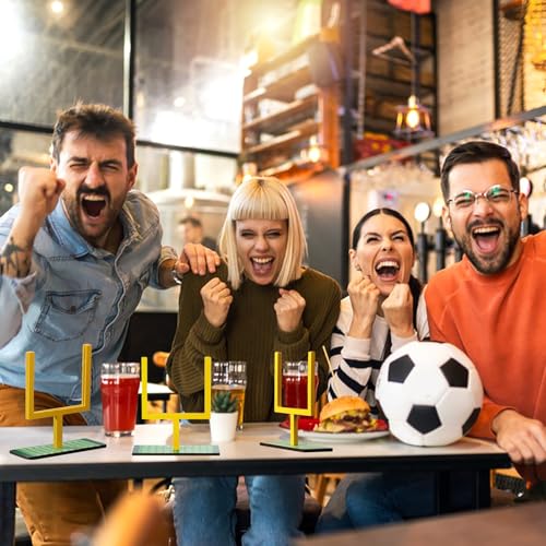 Football Goal Post Table Decoration with Bases,6PCS Field Goal Post Centerpieces for Table,4.33x3.94in Wooden Photo Frame for Table Centerpieces with Base for Fans Club Birthday Supplies