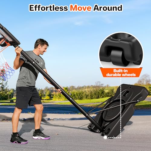 Yohood Basketball Hoop Outdoor 10ft Adjustable, Portable Basketball Hoop Goal System for Kids Youth and Adults in Backyard/Driveway/Indoor, 44 Inch Shatterproof Backboard and Larger Base - style: Black