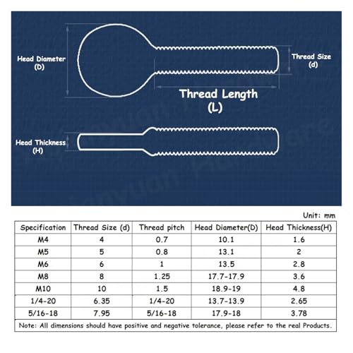 304 Stainless Steel Hand-Tighten Table Tennis Racket Thumb Screws M4-M10 1/4-20 5/16-18 UNC for Sports Equipment(1/4-20x16mm(10Pcs)) - size: 1/4-20x16mm(10Pcs)
