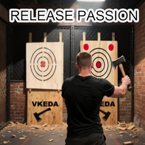 Axe Throwing Wooden Target with Handles & KnifeThrowing with Steel Chain (Wooden Axe Target)