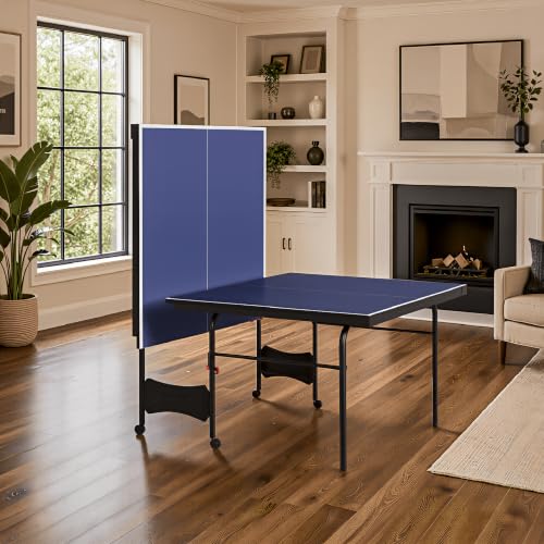 Zevemomo Table Tennis Table, Foldable Ping Pong Tables w/ 2 Paddles 3 Balls - color: Blue