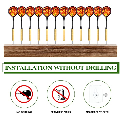 Kathfly 5 Pcs Dart Holder Wall Mount Displays Sets Including 1 Wooden Darts Holder 2 Throw Line Marker 2 Hook for Dart Storage Displaying