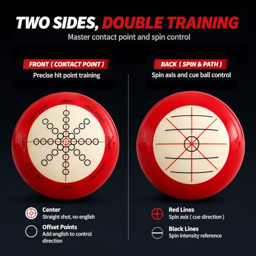 Billiard Training Cue Ball, 2.25" Standard Size Pool Practice Cue Ball, Wear-Resistant Training Ball for Home Game Rooms - color: Red