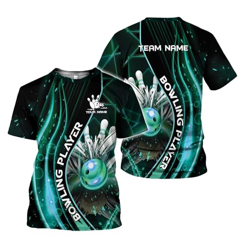 Rivelus Personalized Name Bowling Shirts for Men and Women 3D, Bowling Shirts for Team Bowling, Bowling Shirts Gift - color: Blm33