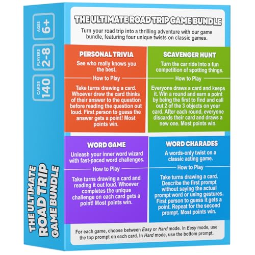 The Ultimate Road Trip Game Bundle, a 4-in-1 Travel Game and Car Game for Kids and Adults, Filled with Must-Have Road Activities