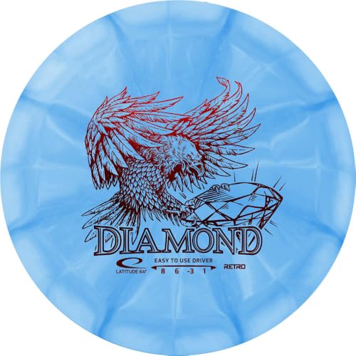 Latitude 64 Retro Burst Diamond Disc Golf Driver | Beginner Frisbee Golf Disc | 160g and Under | Burst Pattern and Stamp Color May Vary (Blue)