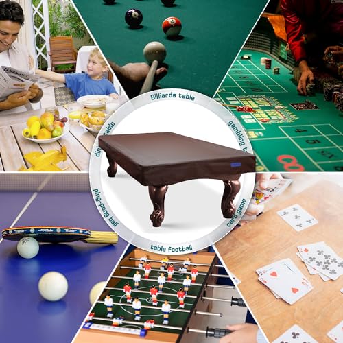K-Musculo Heavy Duty Pool Table Cover, Waterproof Leatherette Billiard Table Cover with Soft Backing, Tear Resistant Fitted Protector for 6.5FT, 7FT, 7.5FT, 8FT, 8.5FT & 9FT Tables - color: Brown