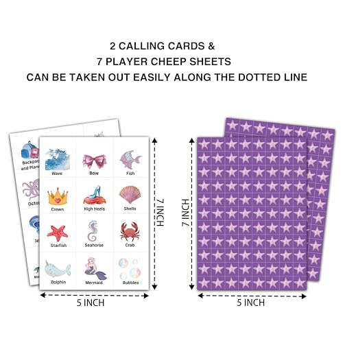 Mermaid Bingo Cards, Mermaid Bingo Games for 24 Players, Under The Sea Party Games for Family Friends Large Group Activities, Birthday Party Favors Supplies Decorations(27) - style: Purple Mermaid