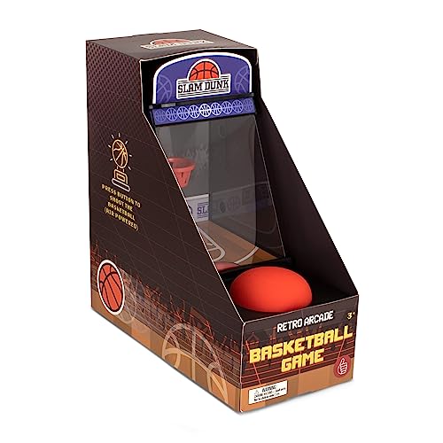 Retro Mini Arcade Basketball Game, Desktop Arcade Machine, Portable Tabletop Basketball Game with Score Counter, Basketball Hoop, Great Gifts for Men, Birthday Presents for Him - ThumbsUp!