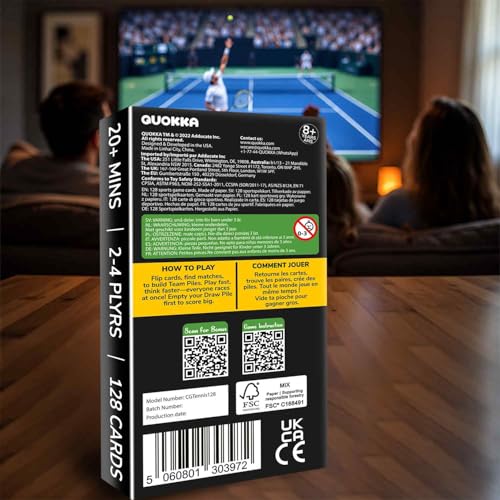 Quokka Tennis Fast-Paced Card Game for Kids & Adults – 128 Cards & Easy Rules – Quick & Fun Matching Game – 2-4 Players – Ages 8+ – Perfect for Family Games Night, Travel and Parties - color: Tennis