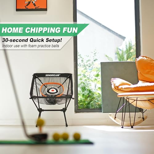 SENSECLUB Foldable Chipping Net with Mat & Balls, Indoor Golf Practice Chipping Target, Backyard Golf Game & Gifts - style: Pro Net