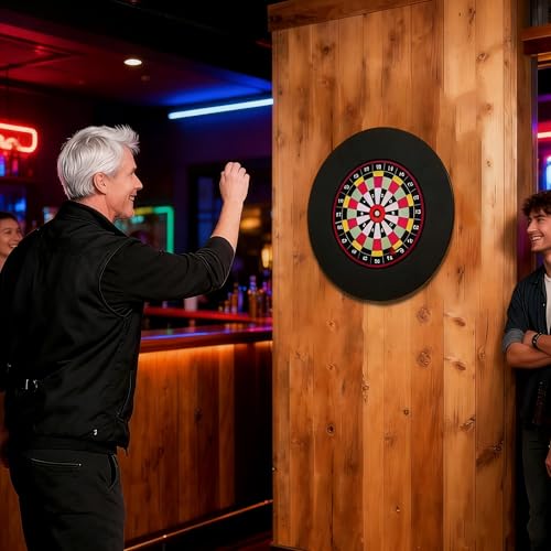 17.75in Splicing Dartboard Wall Protector | Dart Board EVA Dartboard Backboard Wall Surround | Durable Backboard for Dart Boards - Professional Darts Accessory for Starters & Professional (Black)