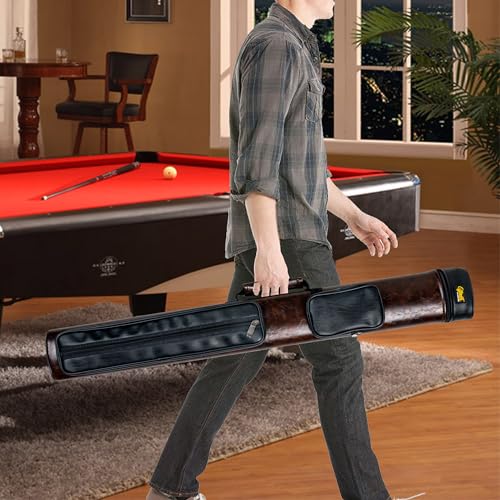 Billmart Pool Cue Case, 2 X 3 Hard Pool Cue Stick Carrying Case, Billiard Stick Accessories - color: Brown