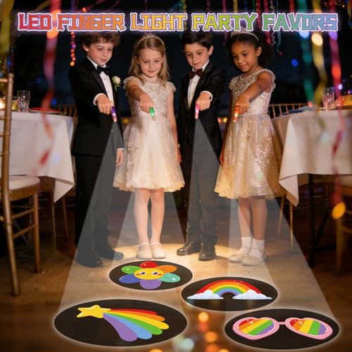 36 Pack Rainbow Party Favors LED Finger Lights, Pride Month Gifts Colorful Party Supplies, Goodie Bag Stuffers Classroom Treasure Box Prizes for Boys Girls - style: Rainbow