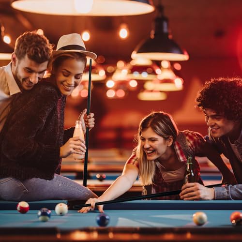 HMQQ 58" One Piece Fiberglass Pool Cue Stick Set of 4, 21oz Warp-Resistant Billiard Cues with Leather Tip, Premium Matte Finish Bar Pool Sticks for House Use, Red & White - color: Red