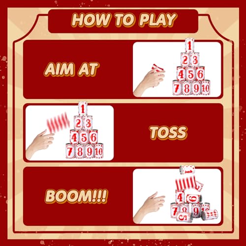 29 Pcs 4 in 1 Carnival Games Set: Bean Bags, Plastic Cones, Carnival Cans, Rings for Adults, Teens, Indoor & Outdoor Games