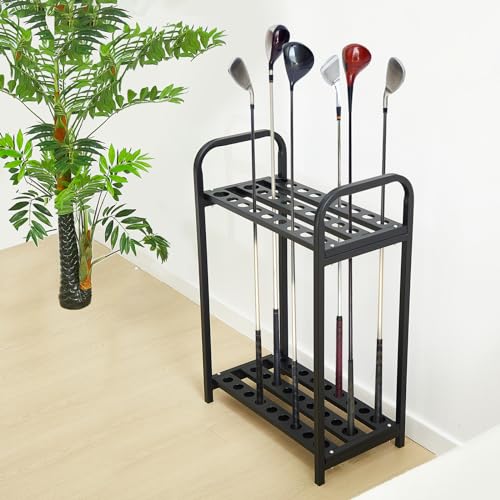Hicarer 27 Hole Golf Club Holder Metal Golf Club Organizer Stand Rack Putter Stand Display for Indoor and Outdoor Use Home, Black - style: 27 Hole
