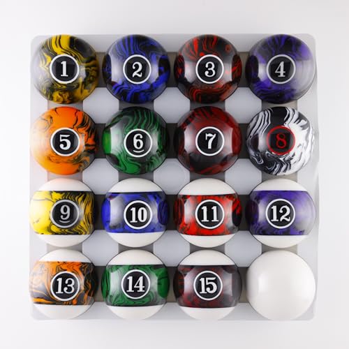 SRS Black Marble 2.25 Regulation Swirl Design Complete Standard Pool Balls Set