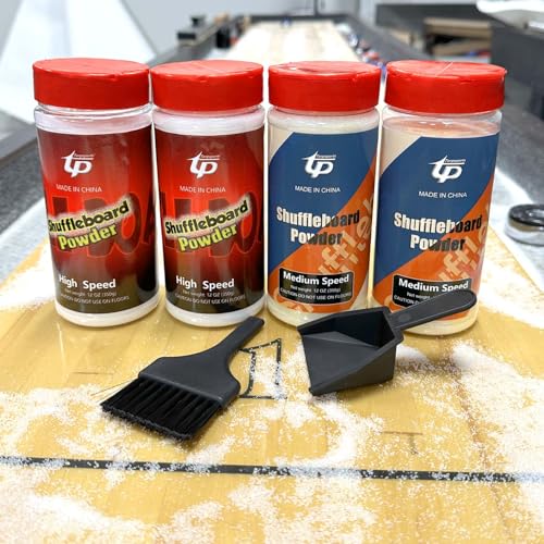 Shuffleboard Sand Wax High/Medium Speed Shuffleboard Powder Set, Shuffleboard Sand with Mini Brush Set - size: 2 Cans Meduim Speed + 2 Cans High Speed