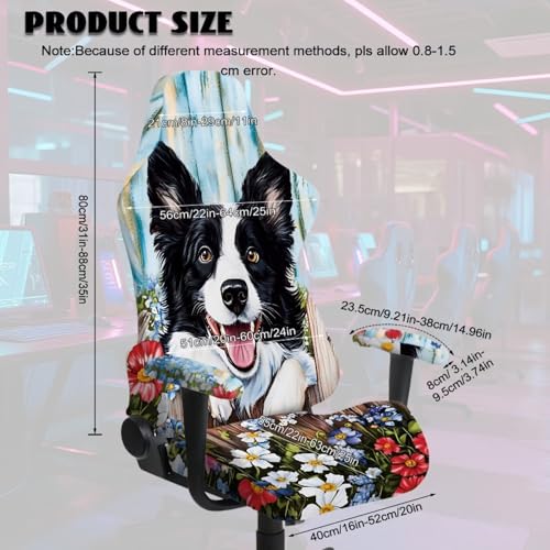 Border Collie Print Gaming Chair Cover with Armrest Covers Anti-Dust Soft Elastic Computer & Gaming Chair Slipcover Universal Fit Office Desk & Racing Computer Gamer Chairs - color: Multi - Border Collie
