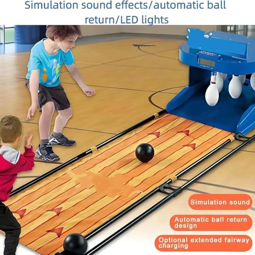 Family Bowling Game,Home Indoor Bowling Ball Console,with Automatic Reset, Lighting,LED Scoreboard & Simulation Sound,for Children and Adults Interactive Game - size: 6.56FT