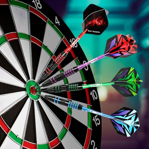 WINSDART Steel Tip Darts 12 Pack Set with Nonslip Iron Barrel Aluminum Dart Shafts and Flights Darts Sharpener an Gift Box - color: Multicolor 2-Darts-G