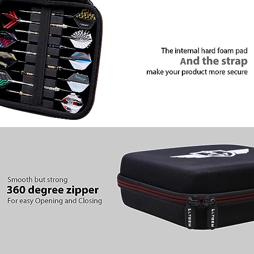 LTGEM Darts Case Compatible with All Specifications of Darts Steel Tip and Soft Tip Darts, Plastic Darts, Holds 18 Darts and Extra Accessories, Tips, Shafts and Flights(Only Case)