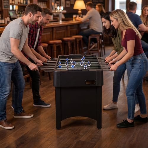 Goplus Foosball Table, 47" Competition Full Size Soccer Game Table with 22 Players, 2 Balls, Home Arcade Football Table Set for Adults, Family Nights, Game Rooms, Parties - color: Black