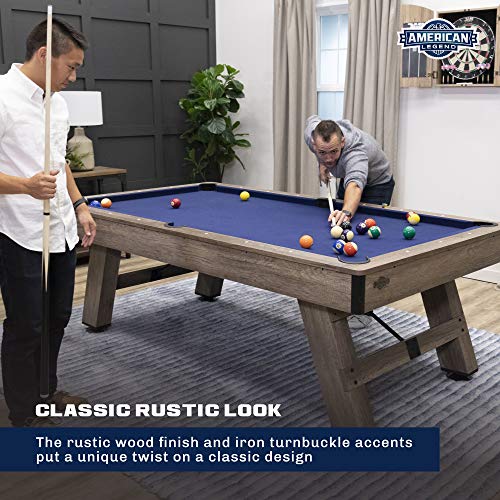 American Legend Billiard Table with Rustic Wood Finish - color: Blue