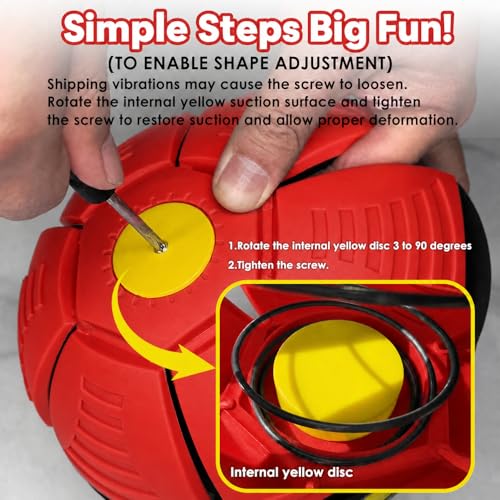 Magic Metaball, Magic Bouncing Ball, Magic Flying Saucer Interactive Pop-Up Transform Toy, Family Interaction Red Bouncy Ball, Collapsible Time Delay Frisbee Flying Disc Toy with 6 Light - color: Red