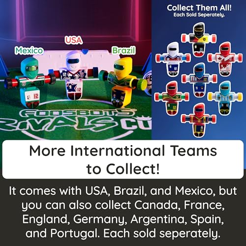 Fat Brain Toys Foosbots Rivals Cup, International-Themed Foosbots Soccer Game with Stadium, Active Skill Game for Kids, Tweens, Teens Ages 6+