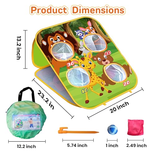 Animal Bean Bag Toss Game Kids Outdoor Toys, Family Party Games, Double-Sided Foldable Cornhole Board, Outside Lawn Party Toy, Birthday Gift for Boys Girls Toddler Age 3 4 5 6 7 8