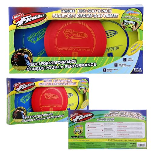 Wham-O Frisbee Disc Golf Set Includes Driver, Mid-Range & Putter, PDGA Approved Golf Disc Toss Game Set 3 Pack Outdoor Disc Game for Recreation Play Backyard Beach Park Tailgates