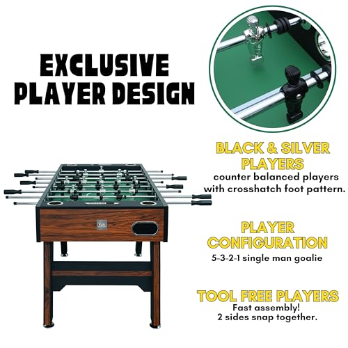 Freetime Fun Foosball Table 56" Pro Tournament Premium Table for Game Room, Easy Assembly Soccer Foosball Table Durable & Stylish with Quick Spin Handles